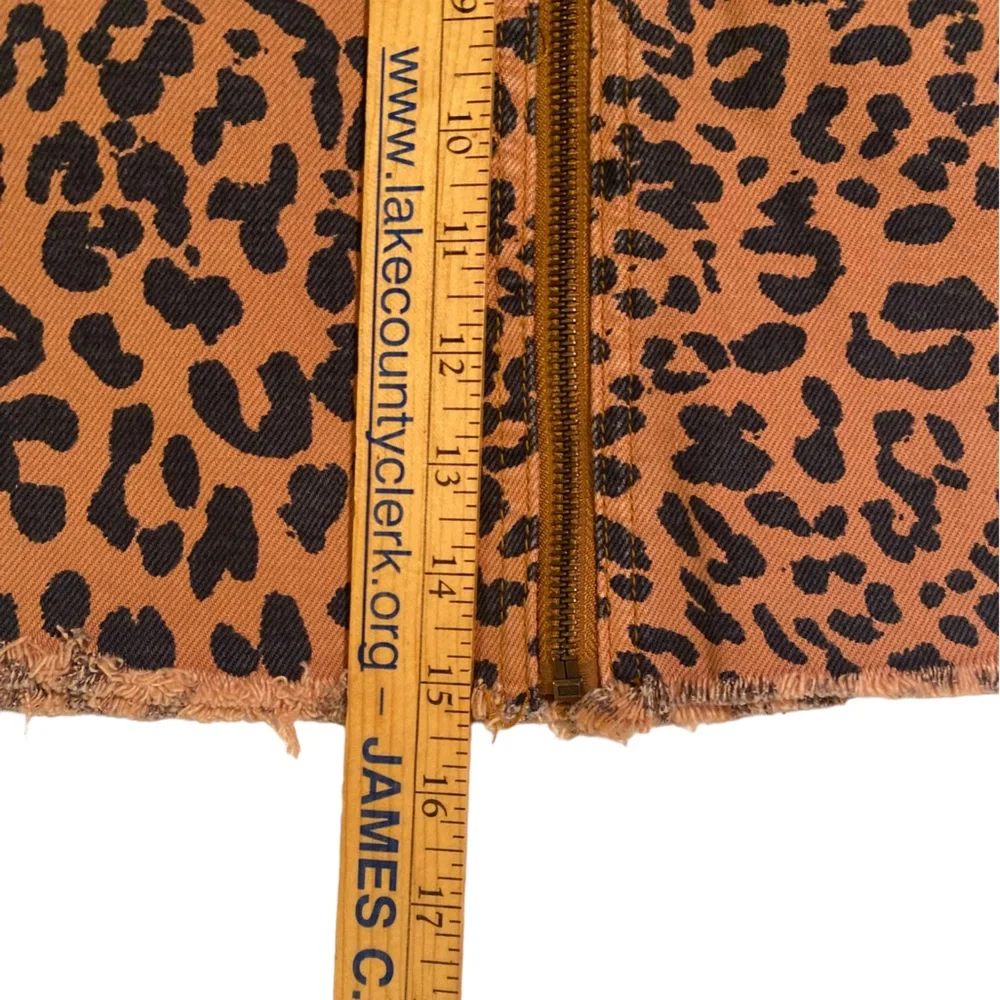 Free People Boho Zip It Up Leopard Cheetah Print Mini Skirt Size 30 - Picture 13 of 16